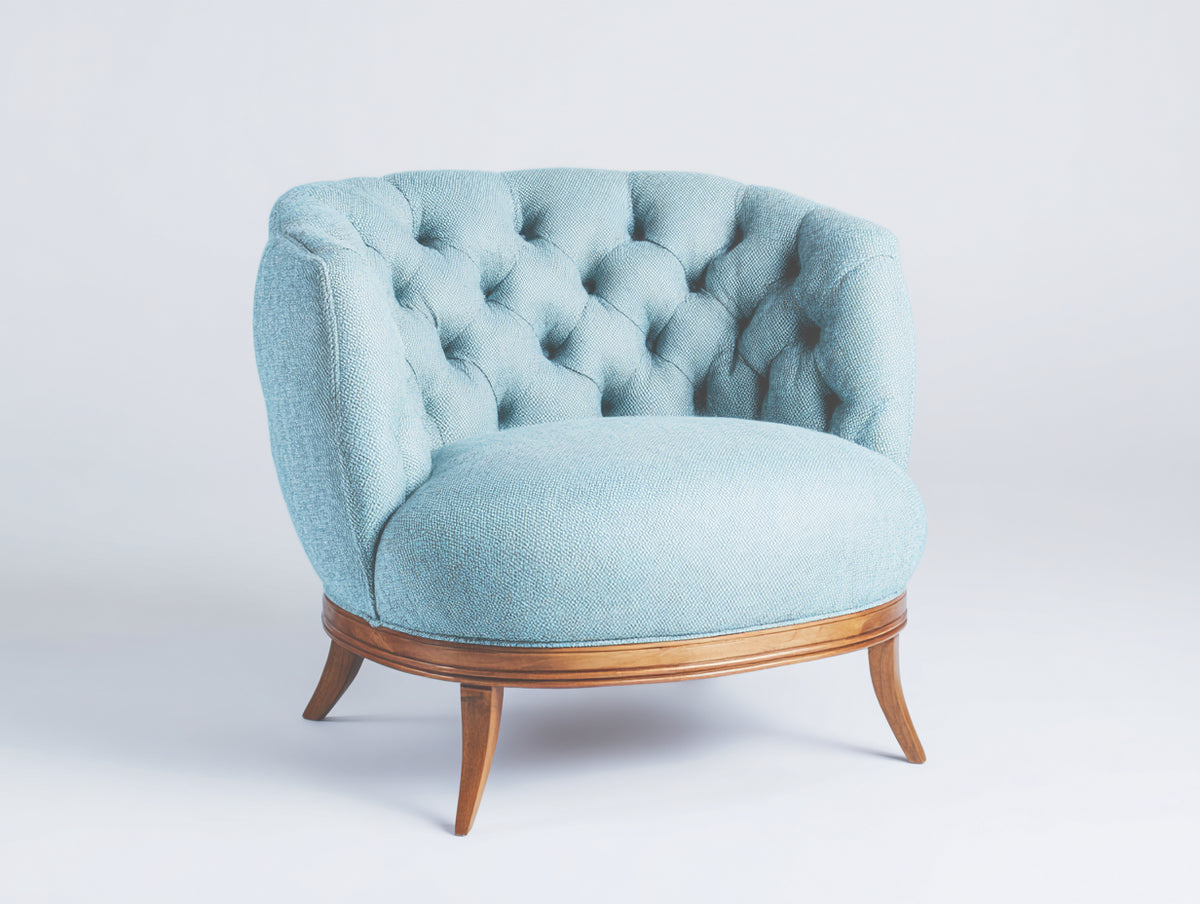 Fauteuil - tissu - bois - 79 x 76 x 78 cm - bleu clair-bois brun - style classique contemporain