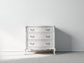Commode - Bois-Métal - 90 x 43 x 82 cm - Blanc-Argent vieilli - Style classique