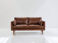 Canapé 2 places - cuir - 168x82x81 cm - marron cognac - style moderne rétro