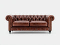 Canapé 2 places - cuir - 180x90x75 cm - marron - style Chesterfield