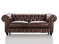 Canapé 2 places - cuir - 180x91x80 cm - marron foncé - style Chesterfield classique