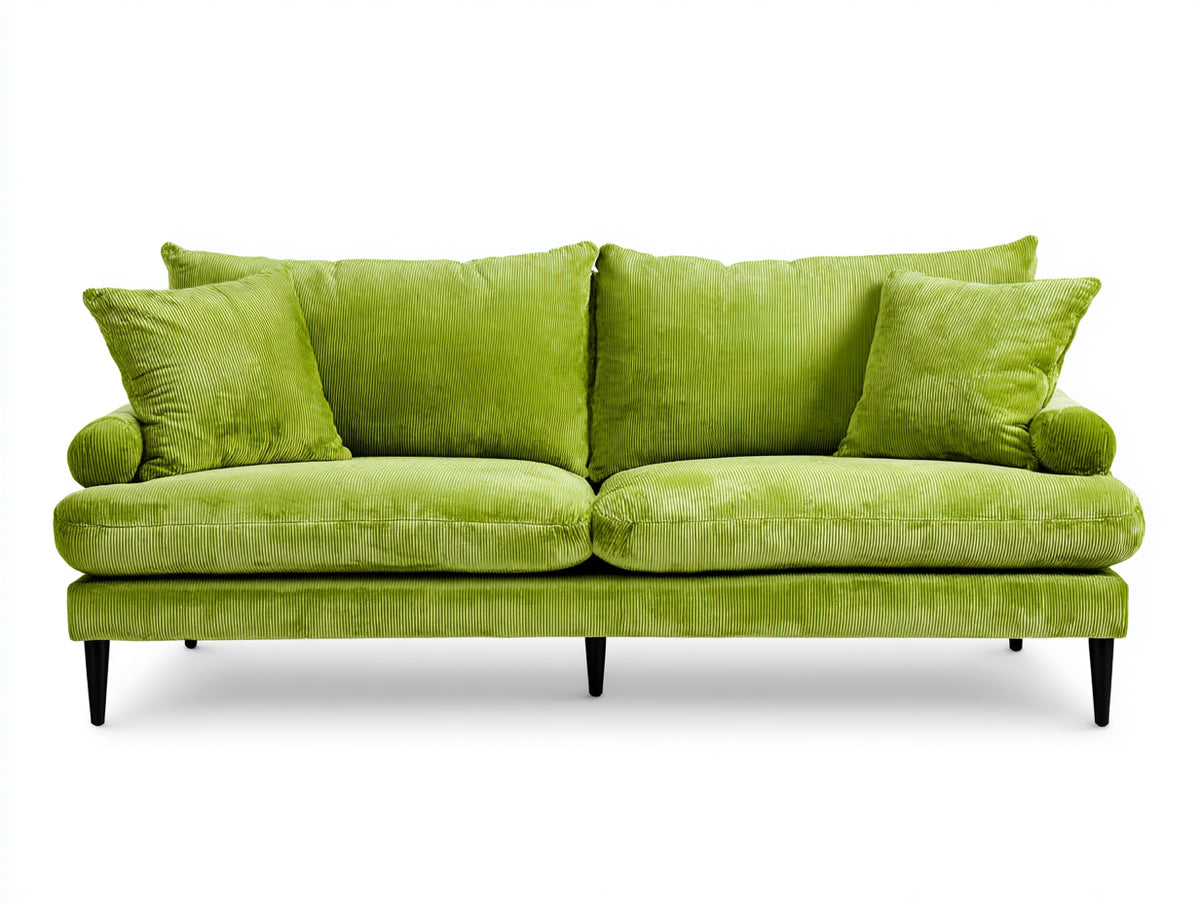 Canapé 2 places - velours côtelé - 190x88x85 cm - vert anis - style contemporain