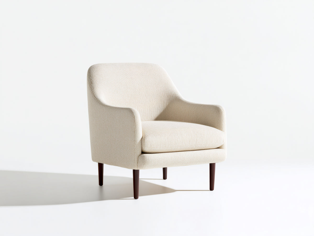 Fauteuil - tissu - bois - 76 x 74 x 84 cm - crème-bois brun foncé - style contemporain minimaliste