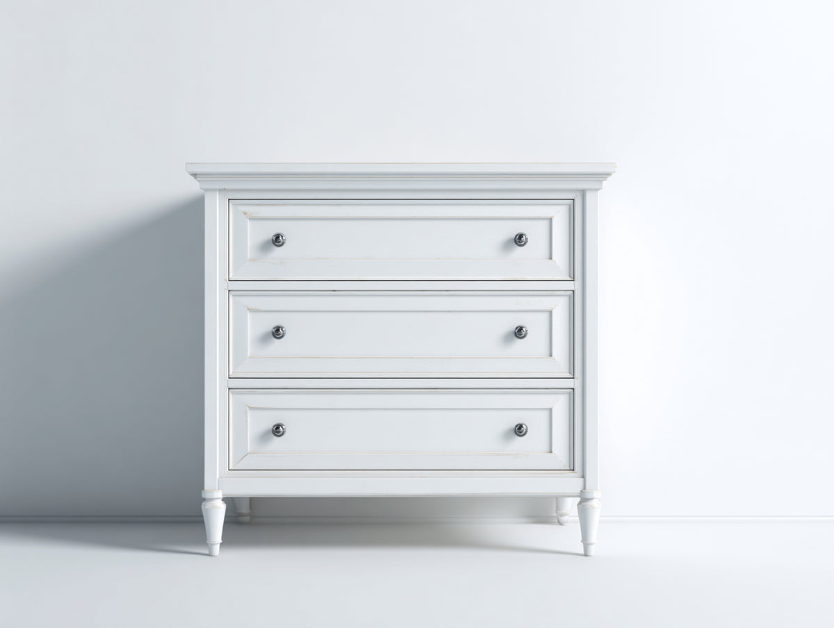 Commode - Bois - 88 x 43 x 90 cm - Blanc - Style classique