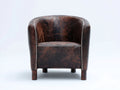 Fauteuil - cuir - 74 x 72 x 78 cm - brun foncé - style club rétro