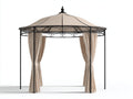 Tonnelle de jardin - Métal-Textile - 350x350x300 cm - Beige-Noir - Style romantique