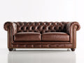 Canapé 2 places - cuir - 181x92x79 cm - marron chocolat - style Chesterfield classique