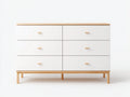 Commode - Bois - 120 x 40 x 80 cm - Blanc-Bois clair - Style moderne
