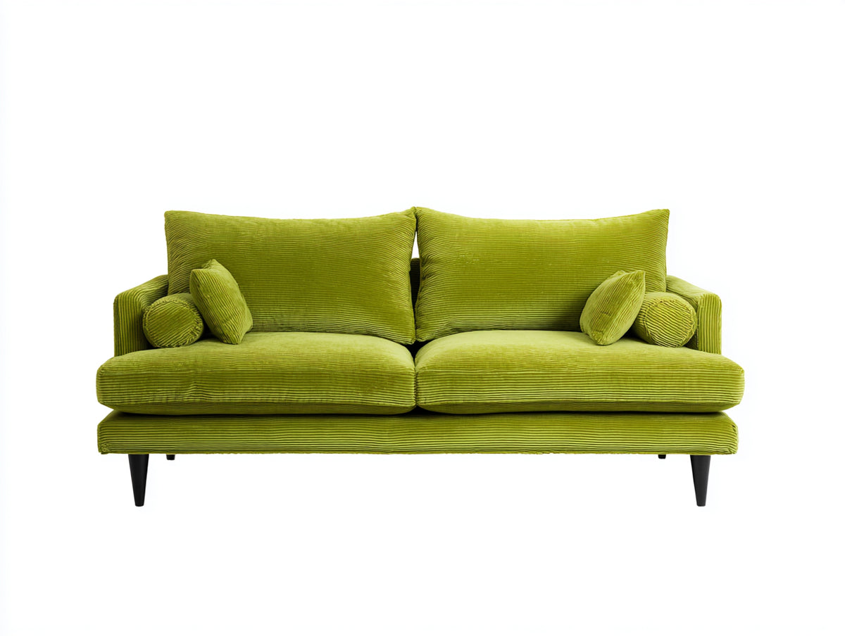 Canapé 2 places - velours côtelé - 185x90x84 cm - vert olive - style moderne