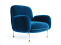 Fauteuil - velours - métal - 82 x 78 x 86 cm - bleu royal-doré - style Art déco contemporain