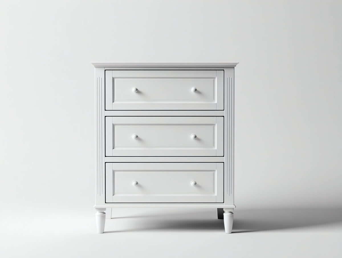 Commode - Bois - 86 x 42 x 92 cm - Blanc - Style classique