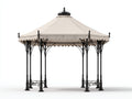 Tonnelle de jardin - Métal-Textile - 320x320x285 cm - Beige-Noir - Style victorien