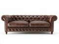 Canapé 2 places - cuir - 186x93x79 cm - marron chocolat - style Chesterfield classique