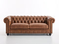 Canapé 2 places - cuir - 178x89x78 cm - marron camel - style Chesterfield