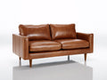Canapé 2 places - cuir - 170x86x82 cm - marron cognac - style rétro moderne