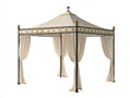 Tonnelle de jardin - Métal-Textile - 320x320x305 cm - Crème-Noir-Doré - Style classique