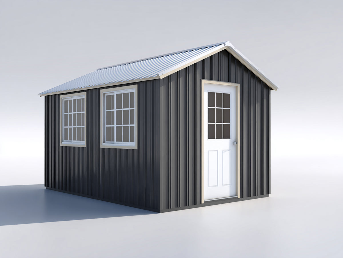 Abri de jardin - Métal - 260x210x230 cm - Anthracite-Beige-Blanc-Gris clair - Contemporain