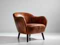 Fauteuil - cuir - bois - 79 x 76 x 80 cm - marron cognac-bois brun foncé - style rétro contemporain
