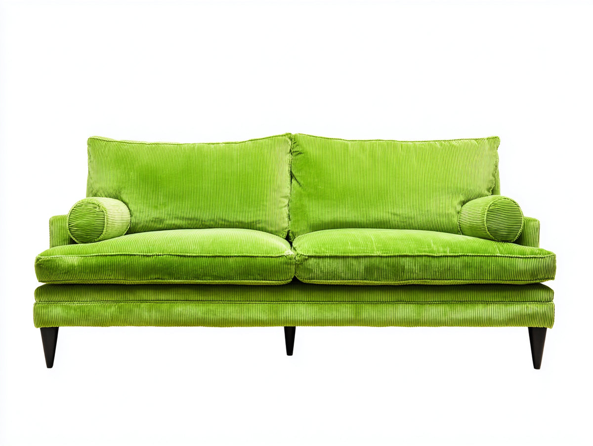 Canapé 2 places - velours côtelé - 180x85x82 cm - vert anis - style moderne