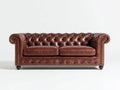 Canapé 2 places - cuir - 182x91x78 cm - marron acajou - style Chesterfield classique